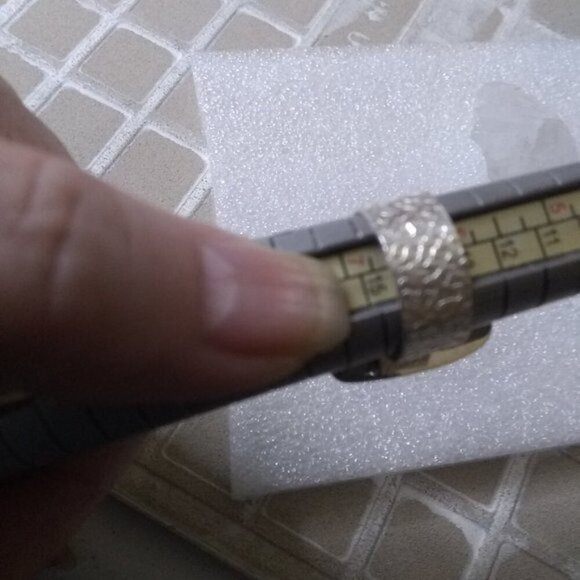 Sz 6.5 ~ Rutilated Quartz Ring! Square Cabochon! SouthWest Vibe! Wide Cigarband - Picture 10 of 10